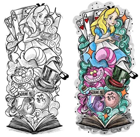 wonderland tattoo|alice in wonderland tattoo drawing.